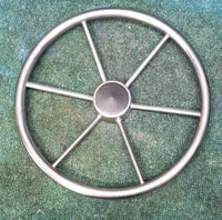 Marine Stainless Round Boat 15 Inch Steering Wheel 3/4 inch Tapered Shaft Key