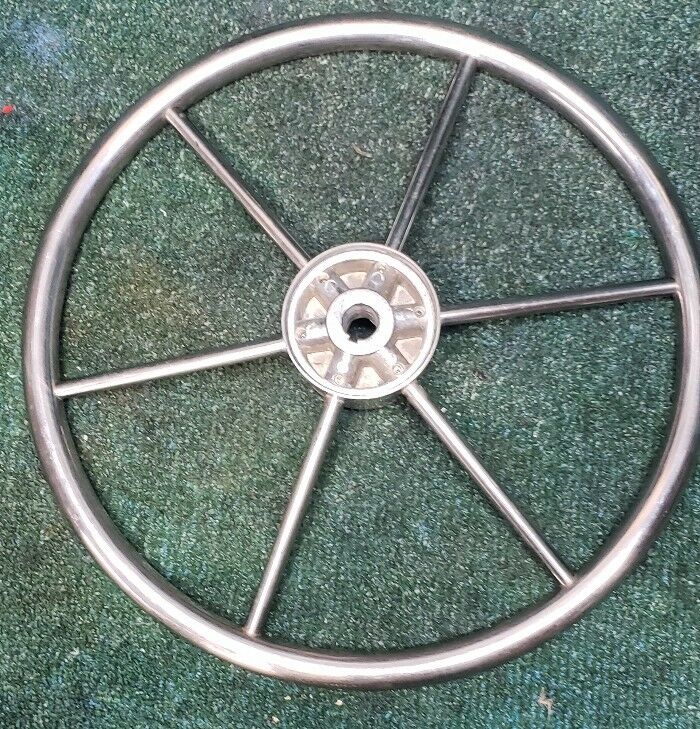 Marine Stainless Round Boat 15 Inch Steering Wheel 3/4 inch Tapered Sh ...